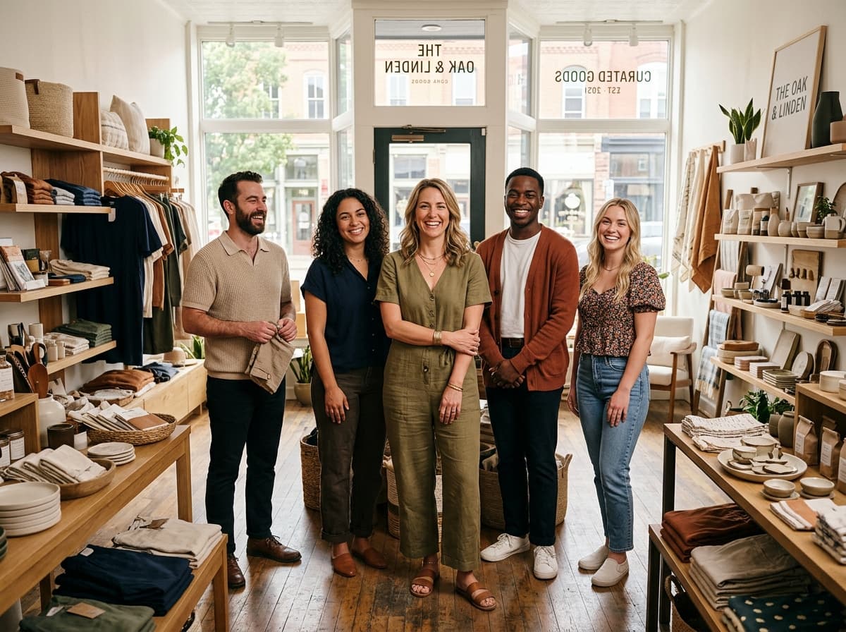 Friendly retail store team in their modern boutique